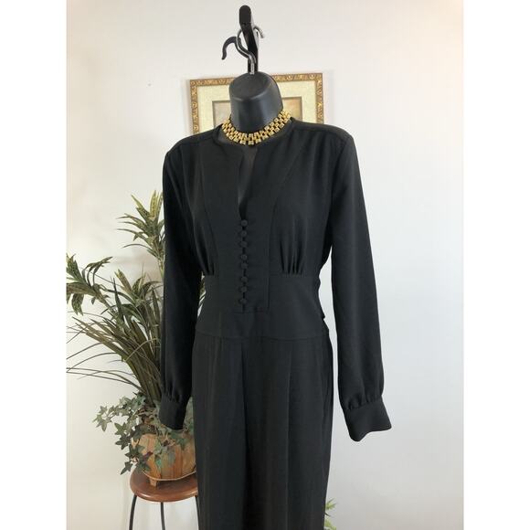 Eva Mendes Overall Jumpsuit Size 2 Long Sleeve Black Y2K Fairy Core Barbiecore - Picture 2 of 12